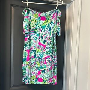 Lilly Pulitzer Pink Blue Off-Shoulder Sundress